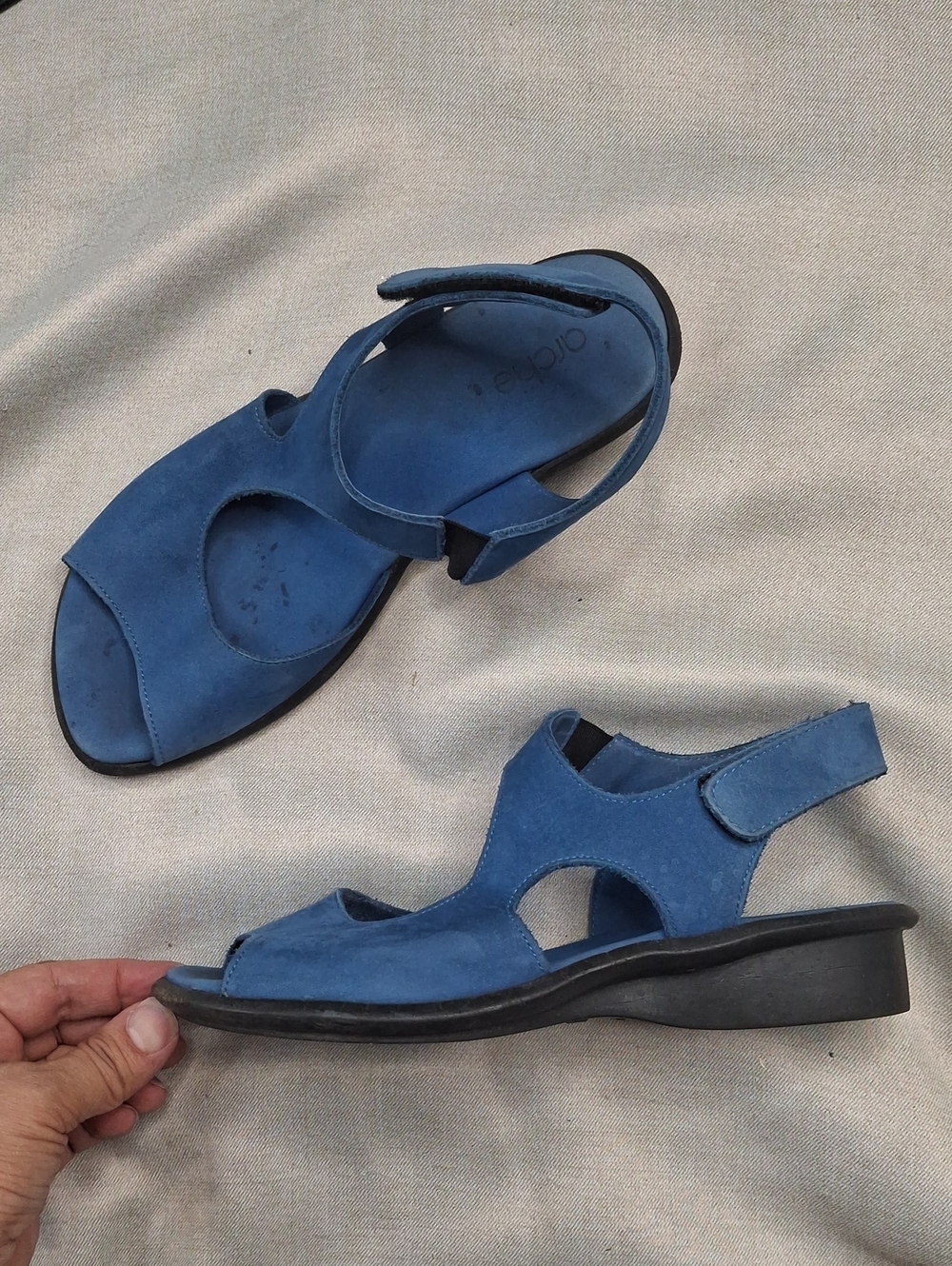 Arche Blue Suede Adjustable Women's Sandals